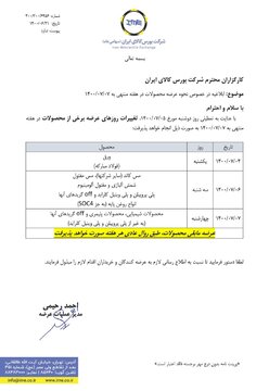 نحوه عرضه محصولات طی هفته آینده در بورس کالا اعلام شد