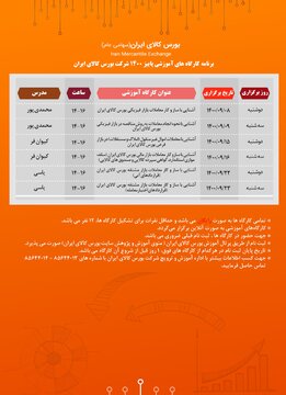 برگزاری ۶ دوره آموزشی بورس کالا در آذر ماه ۱۴۰۰