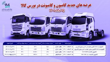 عرضه های جدید کامیون و کامیونت در بورس کالا