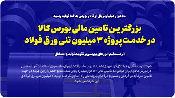 بزرگترین تامین مالی بورس کالا در خدمت پروژه ۳ میلیون تنی ورق فولاد