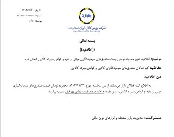 تغییر دامنه نوسان صندوق‌های سرمایه‌گذاری مبتنی بر نقره و گواهی سپرده شمش نقره